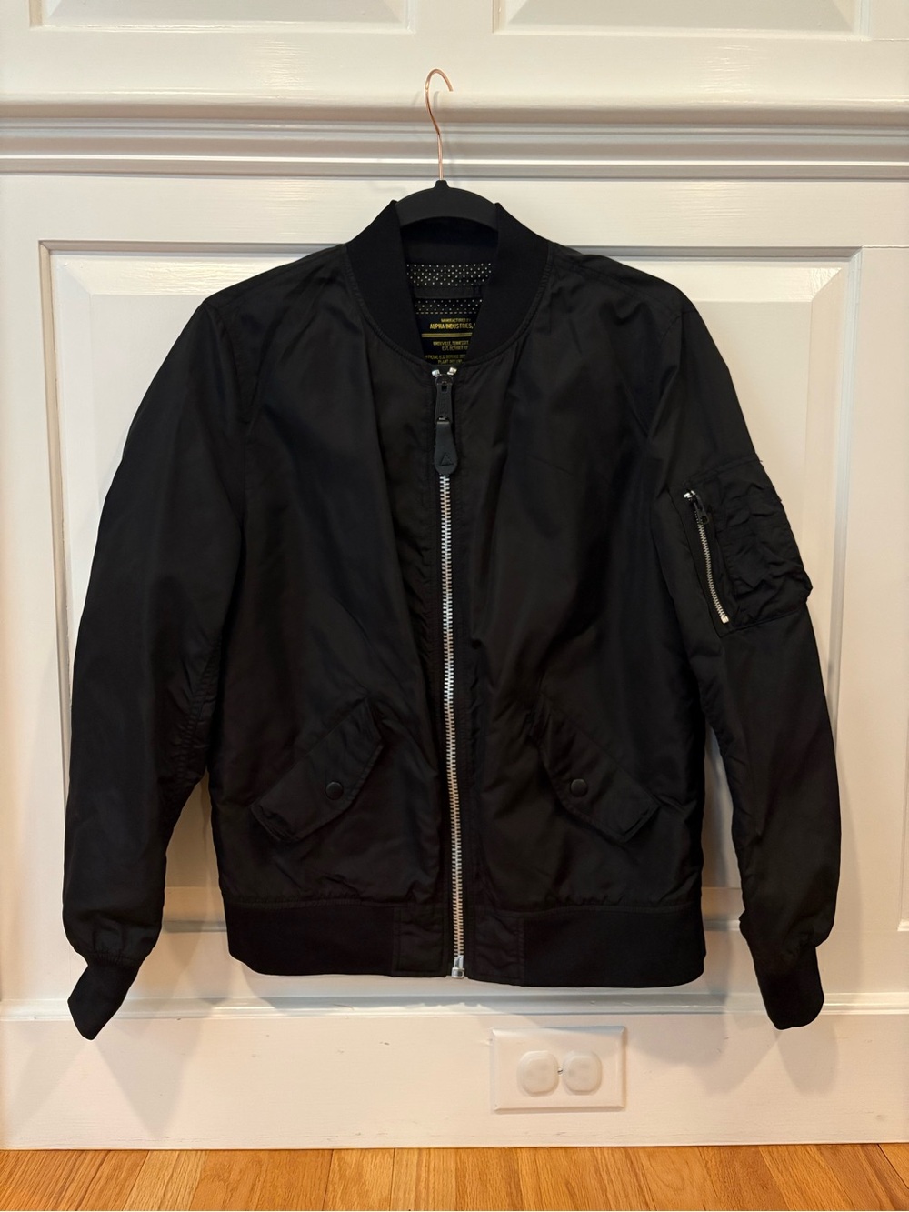Women’s Black Bomber Jacket - Classic Zip Front